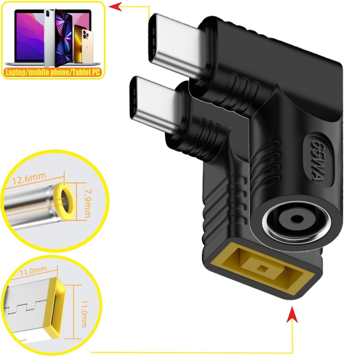 65W Laptop Charger Converter USB Type C PD Power Charging Cable  Adapter