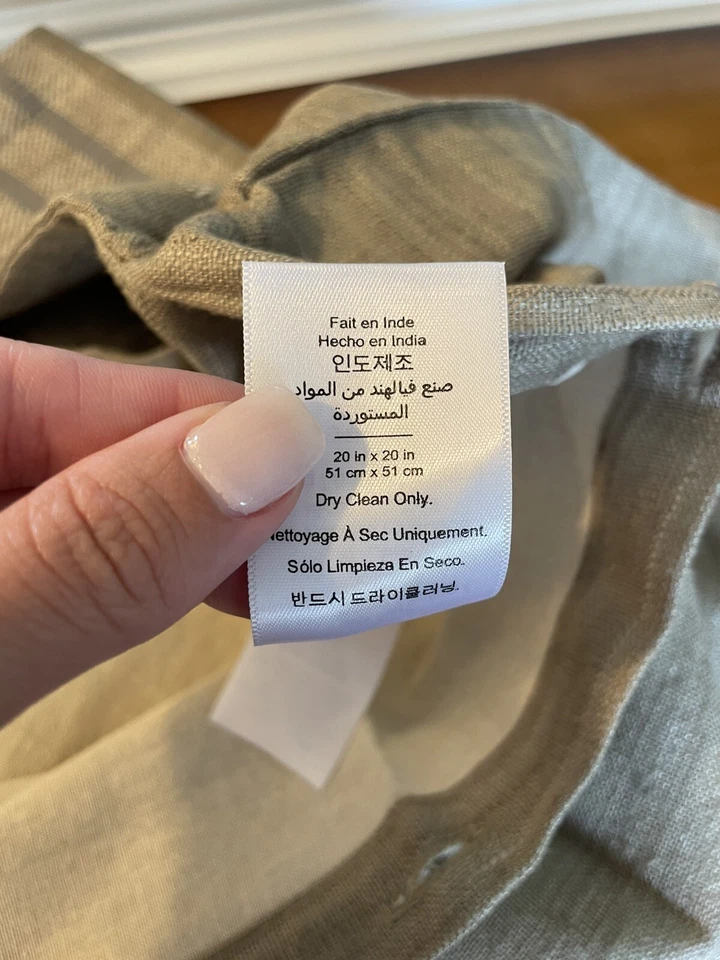 Западный вяз шелковые полоски наволочка 20» травертин бежевый Eco Tasar новый без ЯРЛЫКОВ - Изображение 4 из 4