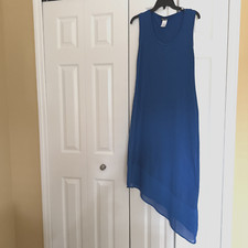 NWT - Tommy Bahama Breeze Blue Sleeveless Asymmetric Hem Stretch Dress Size S/P