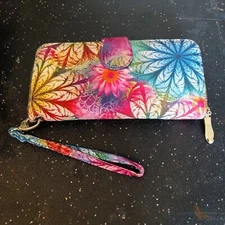 LOVESHE Floral Flowers Women's Wallet Zip Around Clutch Purse Wristlet Clutch