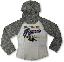 Baltimore Ravens NFL Long Sleeve Girl's Lightweight Hooded T-Shirt S 6/6X