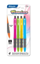 Carino Retractable Pen With Cushion Grip, School, Home, Office - 4 Per Pack