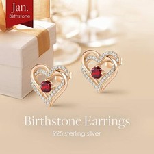 Sterling Silver  Rhodium Rose Gold Plated Heart Earrings