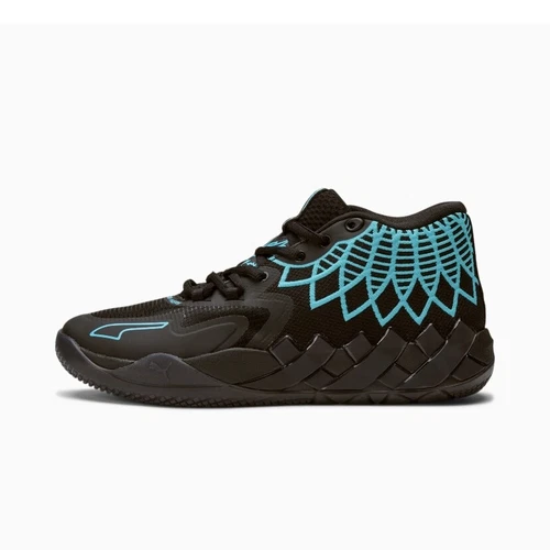 Puma Lamelo Ball MB.01 Buzz City Basketball Shoes Black Blue Atoll Size 4 JR -14