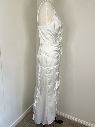 Camilla & Marc Sentry Dress White Size 8 US 4 Ruched Midi Bridal Hens - Picture 7 of 11