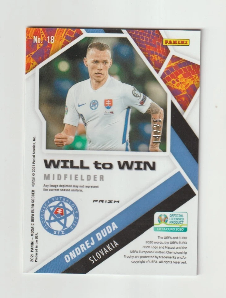 2021 Mosaic UEFA Euro Ondrej Duda Orange Fluorescent Will To Win RC SN 14/25 - Image 2 of 2