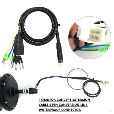 Waterproof 9 Pin Motor Convert Extension Cable Conversion Line E-Bike Connector