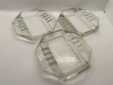VINTAGE ASHTRAY  CLEAR GLASS 5" MID CENTURY MODERN RETRO Lot Of Three 1 Has Chip