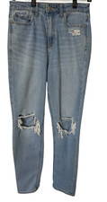 American Eagle Comfort Stretch Waistband Distressed Mom Jean Denim Women Size 4.