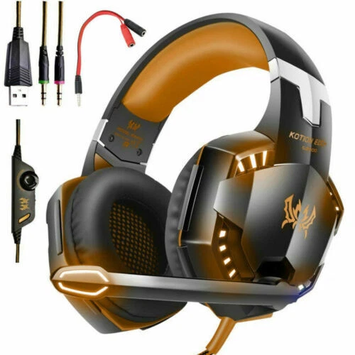 For PC PS4 3.5mm Gaming Headset Xbox one Headphone with RGB Surround Sound Mic - Picture 9 of 14