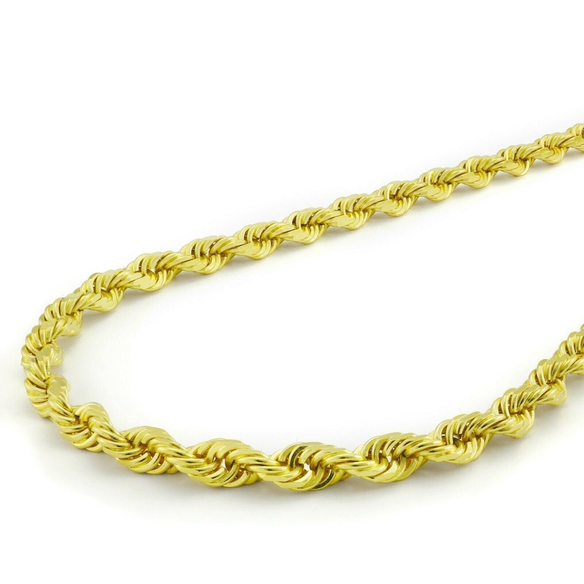 14k Gold Plated Over 925 Sterling Silver Italian Rope Chain Diamond Cut 