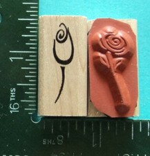 WHIMSICAL LONG STEMMED FLOWERS Rubber Stamp Set of 2
