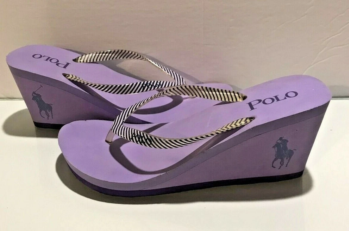 Purple wedge flip flops clearance