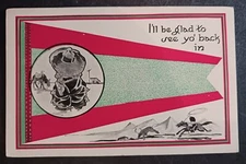 vtg postcard v rare I'll be glad to see yo' back in Flag Cowboy unposted old