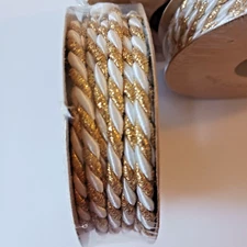 (Lot of 4) NEW Gold & White Twisted Cord 1/8" x 9 ft (3 yds) each spool PRETTY!