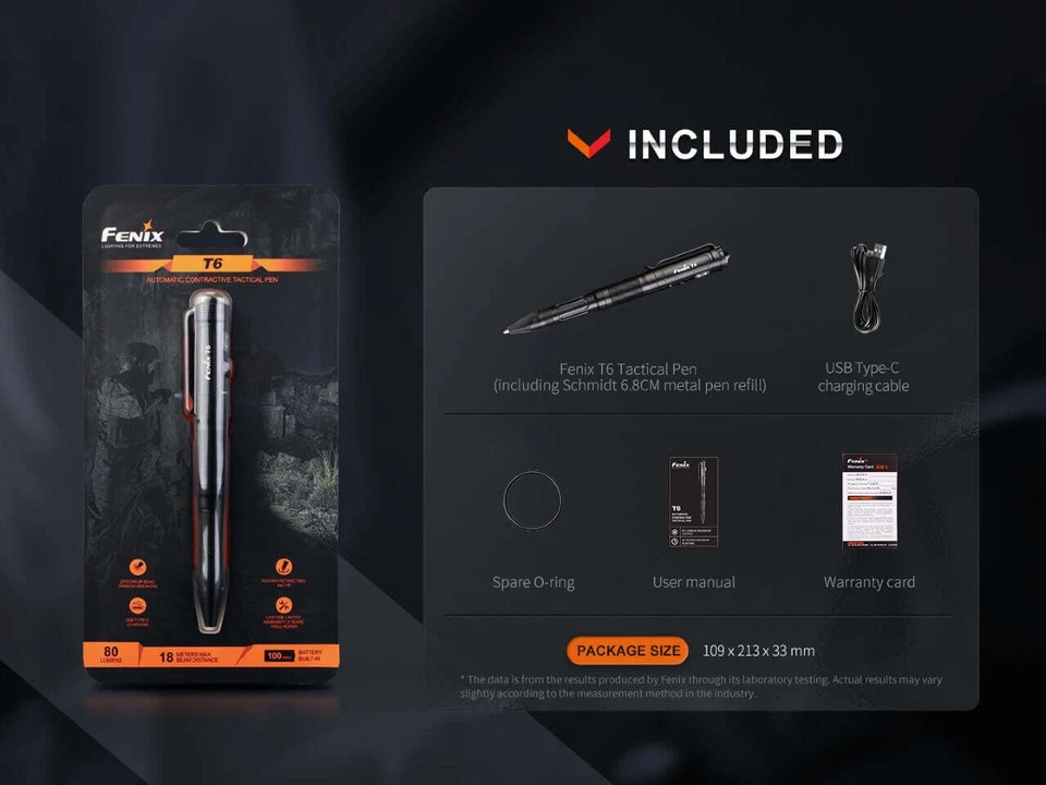 Fenix T6 USB-C Rechargeable Tactical Penlight - Black - Image 4 of 4