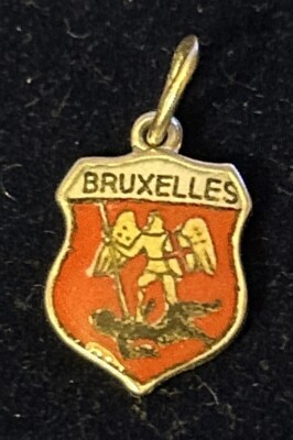 BRUXELLES Silber Vintage Reise Emaille Souvenir Sammlerstück Charm