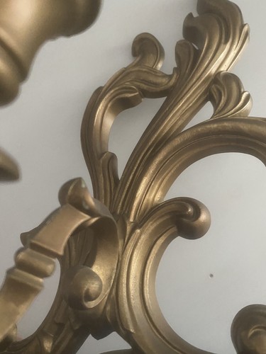 2 Vtg Turner Ornate Gold Floral Scroll Wall Sconces Candle Holders MCM READ - Picture 22 of 22