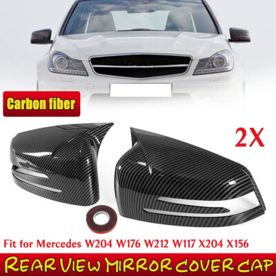 Carbon Fiber Side Rear Horn Mirror Cover Fits Mercedes W212 W204 W117 C E Class
