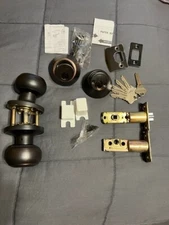 Oil Rubbed Bronze Keyed Alike Ball Entry Door Knob Double Cylinder Deadbolt Set