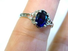 Blue Lab Sapphire Size 7 Ring 925 Sterling Silver 1.50ct USA Made