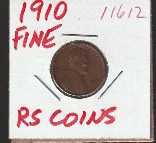 1910   FINE   LINCOLN  CENT     FINE   1910     /   RS COINS #6171  FREE SHIP !