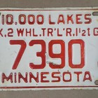 1952 1953 Minnesota MN Trailer 10,000 Lakes License Plate 7390 12" x 5 7/8" — photo 3