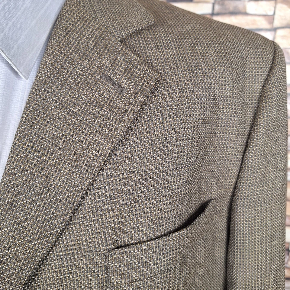 Abrigo deportivo Pronto Uomo para hombre 48L marrón a cuadros tejido apretado 3 botones VL lana Foto 2 de 4