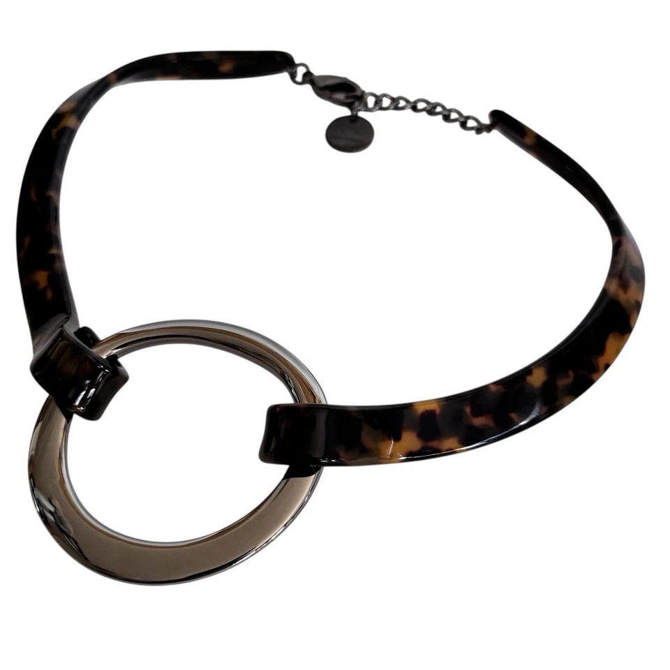 PONO Италии черепаха смолы заявление ожерелье модернистский Gunmetal кольцо подвеска - Изображение 2 из 4