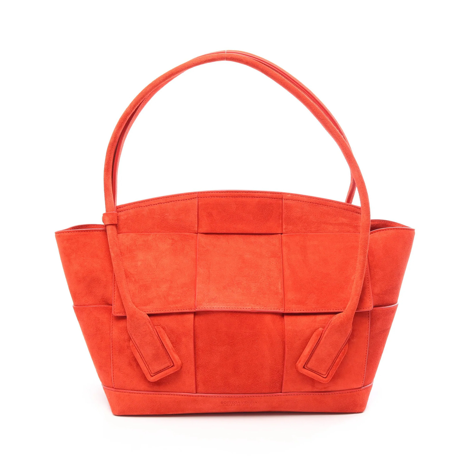 【Bag】BOTTEGA VENETA Arco Maxi Intrecciato Shoulder Bag Tote Suede Red Bottega
