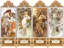 Ceramic Backsplash Tile Mural Art Nouveau Kitchen/Bathroom - Seasons