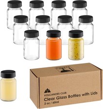 2oz Glass Jars with Lids - Glass Shot Bottles Set for Liquids, Juicing, Ginger
