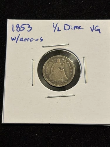 1853-P w/Arrows Seated Liberty Half Dime VG Old Skin Patina