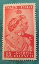 1948 North Borneo-8c Silver Wedding Anniversary King George VI-Mint Hinged