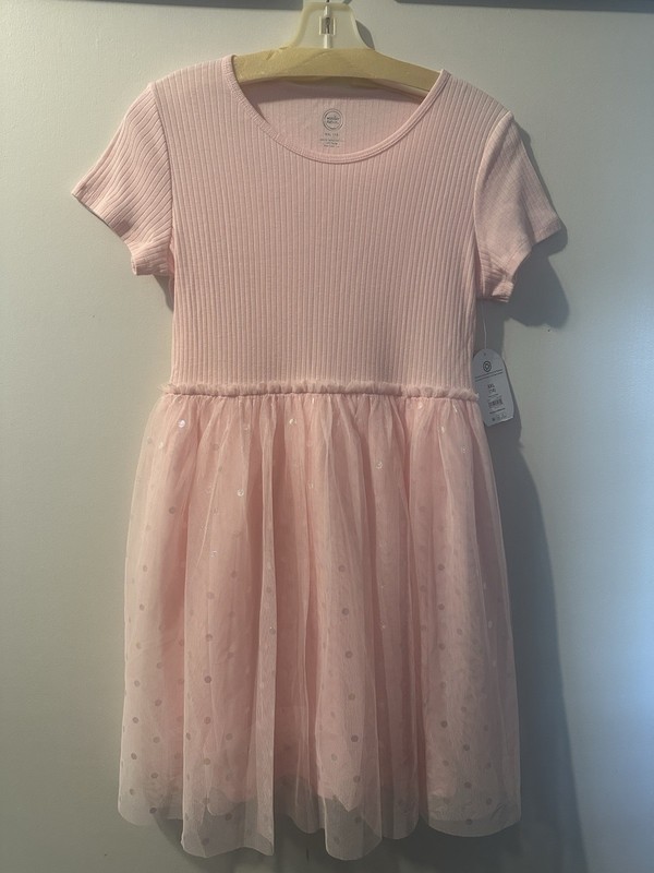 New Wonder Nation TuTu Dress Size XXXL (18) Girls Pink Short Sleeve Pull Over