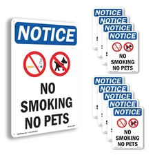 No Smoking No Pets OSHA Notice Sign Metal, Plastic, Or Decal - 5 or 10 Pack