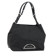 Christian Dior Maris Pearl Hand Bag Nylon Black Auth ep11290