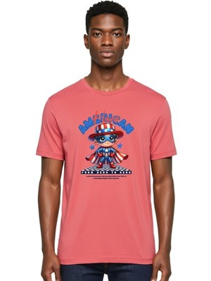American-Hero Mens Graphic Tee,100% Cotton,Casual Summer Wear
