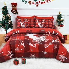 Christmas Comforter Set, 7 Pieces Bed in a Bag, Christmas Bedding Sets with C...