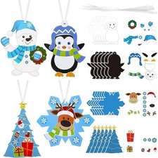 Civaner 24 Sets Christmas Kids DIY Craft Kits Make Your Own Tree Ornaments 4 Sty