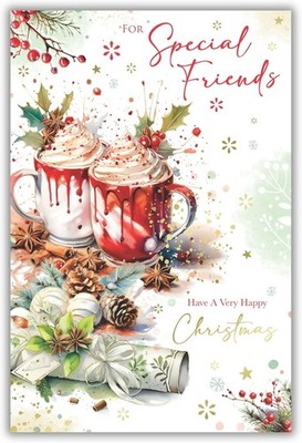 REDUZIERTER SALE Weihnachtskarte für Freunde 15x23cm festliche Tassen Vers innen Qualität