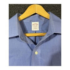 Brooks Brothers Traditional Fit Non-Iron French Cuff Dress Shirt Blue 17.5 33