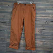 Stanley Mens Carpenter Pants 36X30 Brown Canvas Fleece Lining Utility Workwear