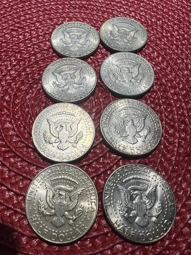 1964 Kennedy Silver Half Dollar lot of 8- Circulated-Good Condition