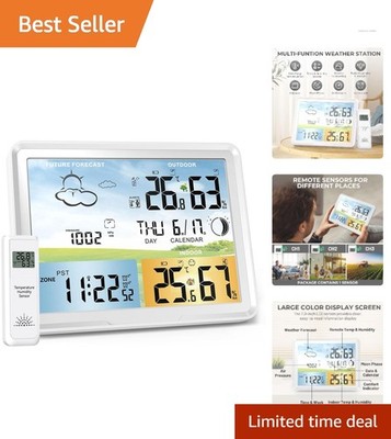 Remote Sensor Weather Station - Indoor/Outdoor Thermometer with Humidity Monitor