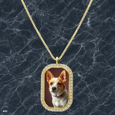 Amazing Cute Dog Puppy Pendant Necklace Printed Design Glamorous Gold Tone Best