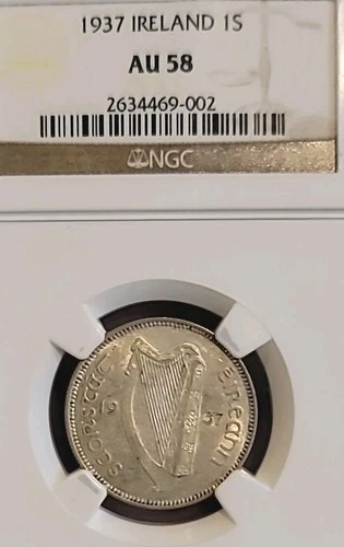 Ireland 1937 Shilling KeyDate Low Mtg Rare Superb Sharp/Luster Fields NGC58PQ LG