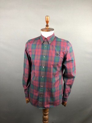 Fred Perry Men's Shirt Size M Multicolor Cotton Check Long Sleeve