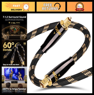 3ft High-Quality Optical Audio Cable - Digital Fiber Toslink S/PDIF Connector