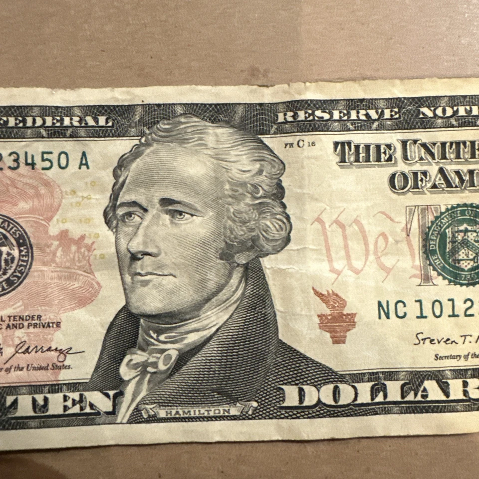 AMAZING ASCENDING  SIX DIGIT LADDER,$10 BILL,2017..PERFECT ORDER…NC 10123450 A - Image 3 of 4